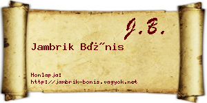 Jambrik Bónis névjegykártya