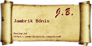 Jambrik Bónis névjegykártya